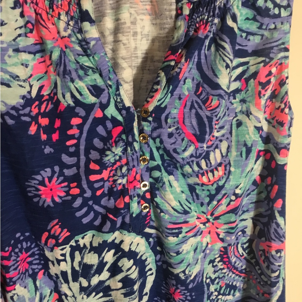 Lilly Pulitzer Blue and Pink Floral Tank Top - Picture 4 of 7